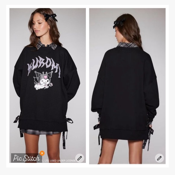 Hello Kitty x Forever 21 Tops - Hello Kitty x Forever 21 Rhinestone Kuromi Graphic Sweatshirt